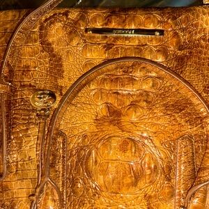 Brahmin Golden Brown Crocodile-Embossed Shoulder Bag